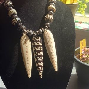 One of a kind bone necklace. beads from Africa.